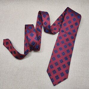 COUNTESS MARA  Neck Tie Wine Silk 3D Geometric Weave Textured Tie 3.75" x 58"